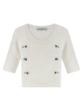 Alessandra Rich White Wool Cardigan