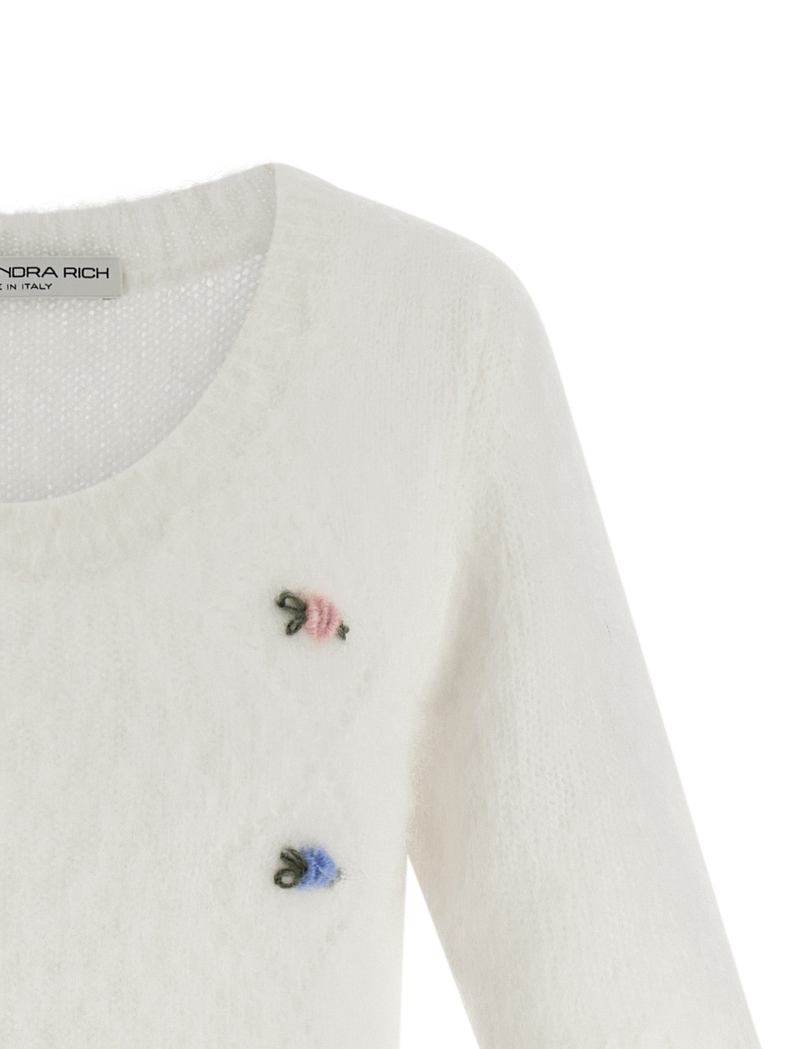 Alessandra Rich White Wool Cardigan