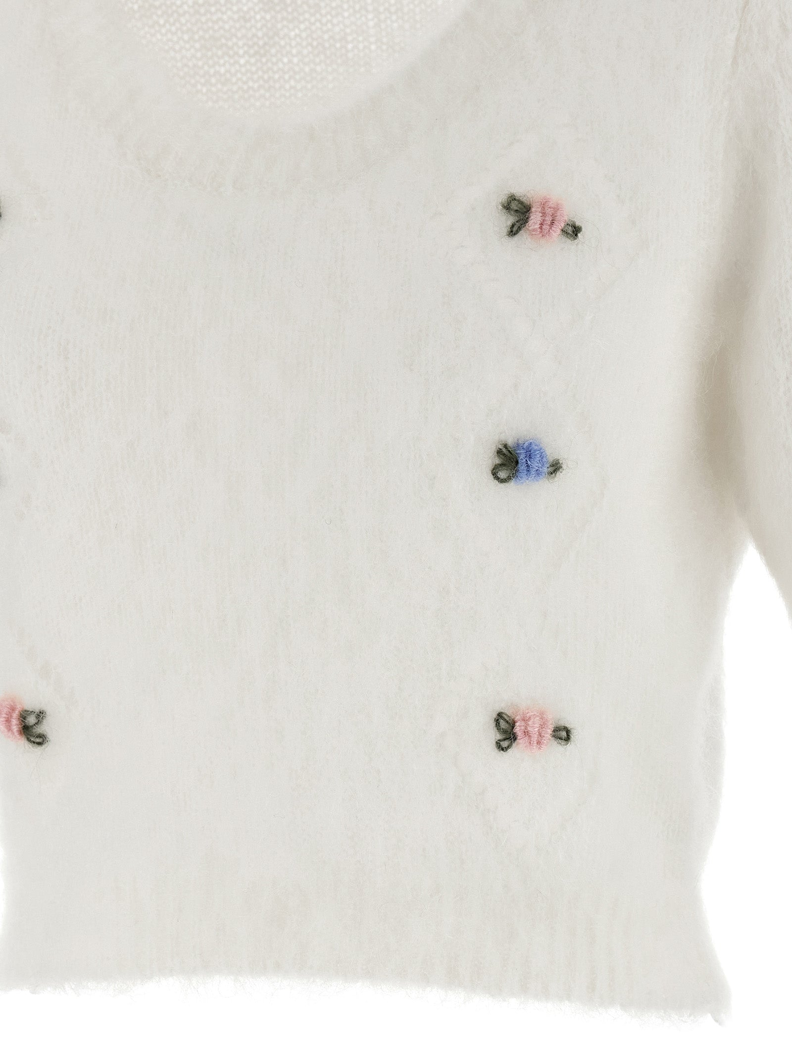 Alessandra Rich White Wool Cardigan