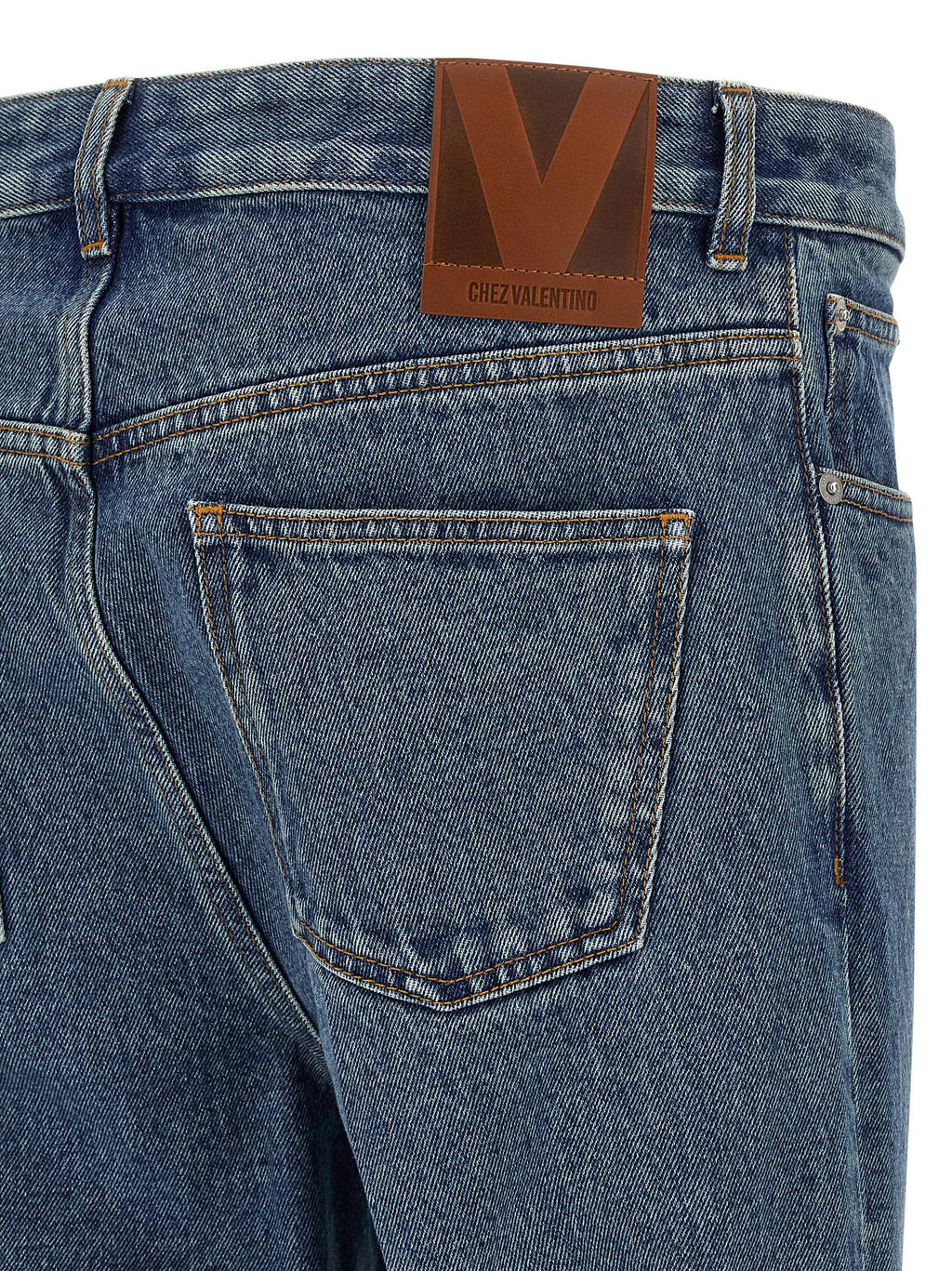 Valentino Garavani Blue Cotton Straight-Leg Jeans