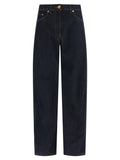 Versace Blue Cotton High-Waisted Jean