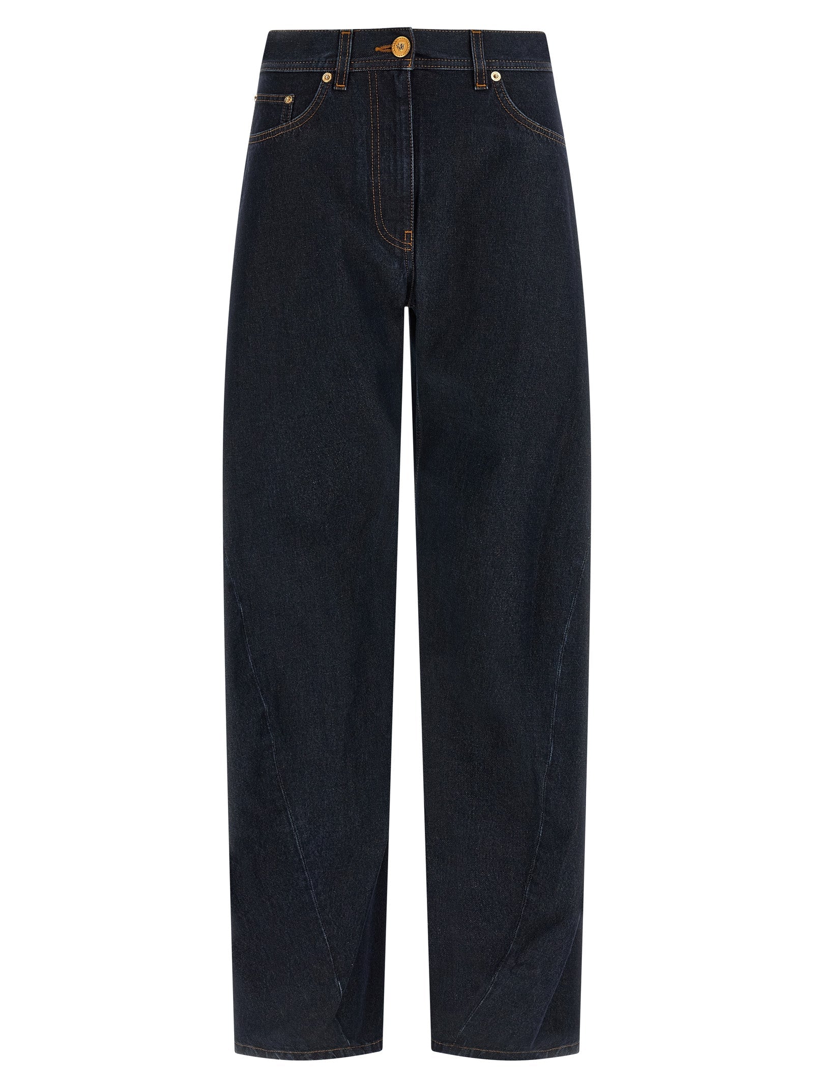 Versace Blue Cotton High-Waisted Jean