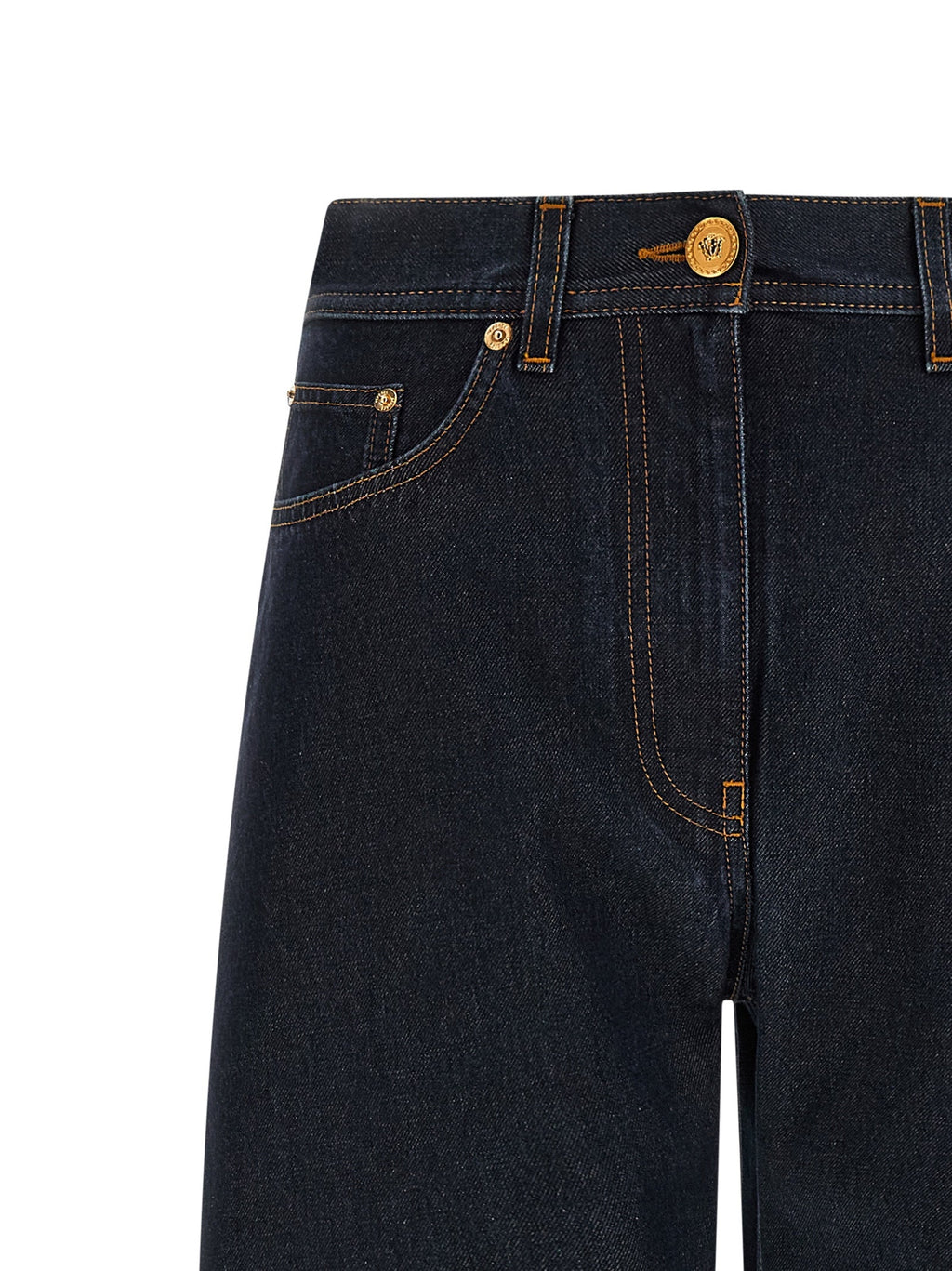 Versace Blue Cotton High-Waisted Jean