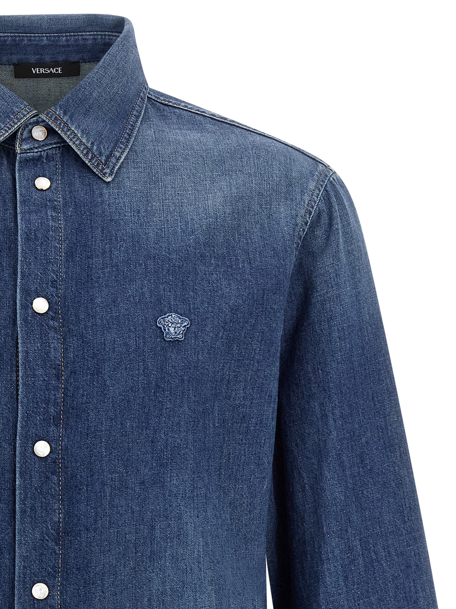 Versace Blue Cotton Blouse