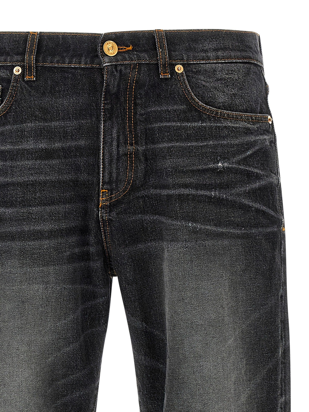 Versace Black Cotton Straight-Leg Jeans