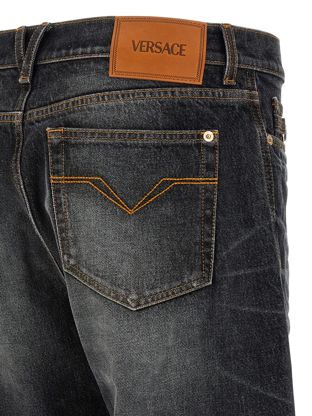 Versace Black Cotton Straight-Leg Jeans