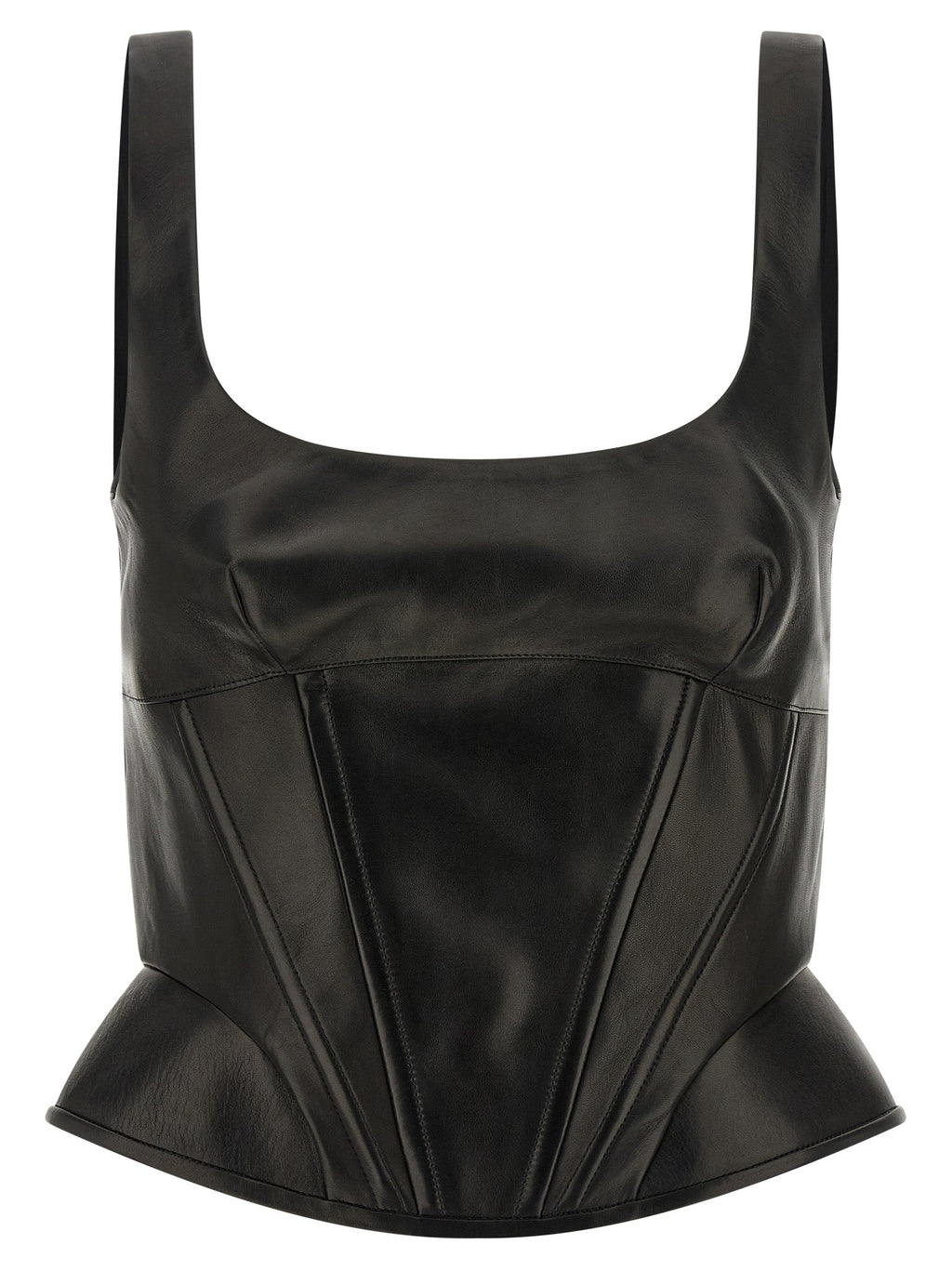 Ermanno Scervino Black Lamb Leather Tank Tops