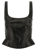 Ermanno Scervino Black Lamb Leather Tank Tops