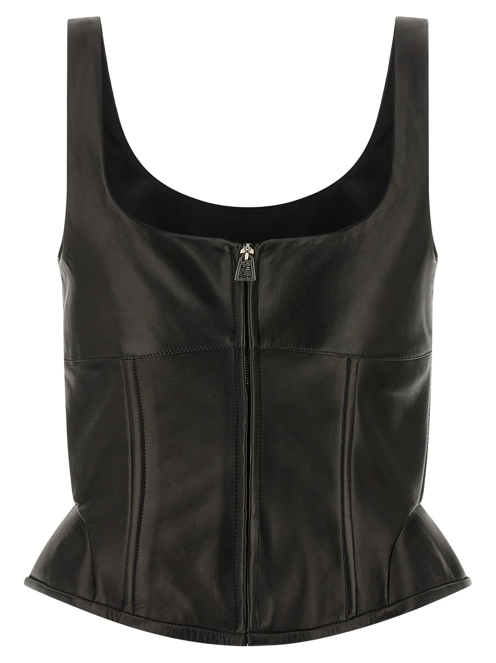 Ermanno Scervino Black Lamb Leather Tank Tops