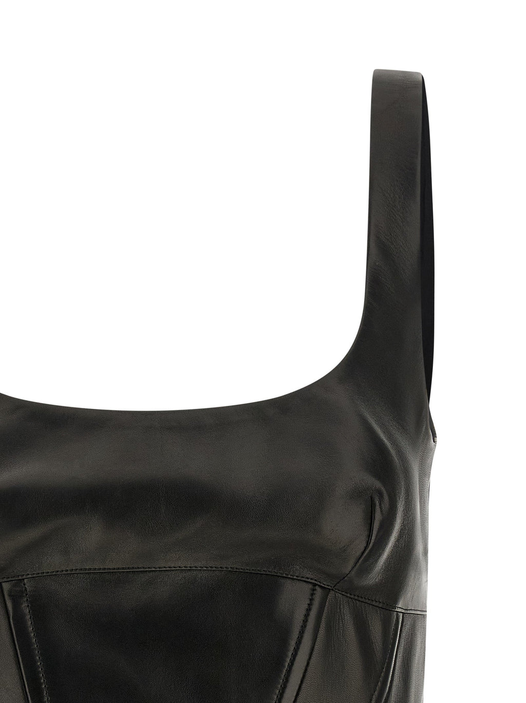 Ermanno Scervino Black Lamb Leather Tank Tops