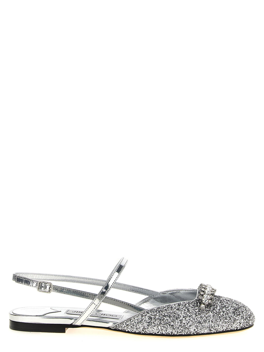 Jimmy Choo Silver Tencel Ballet Flats