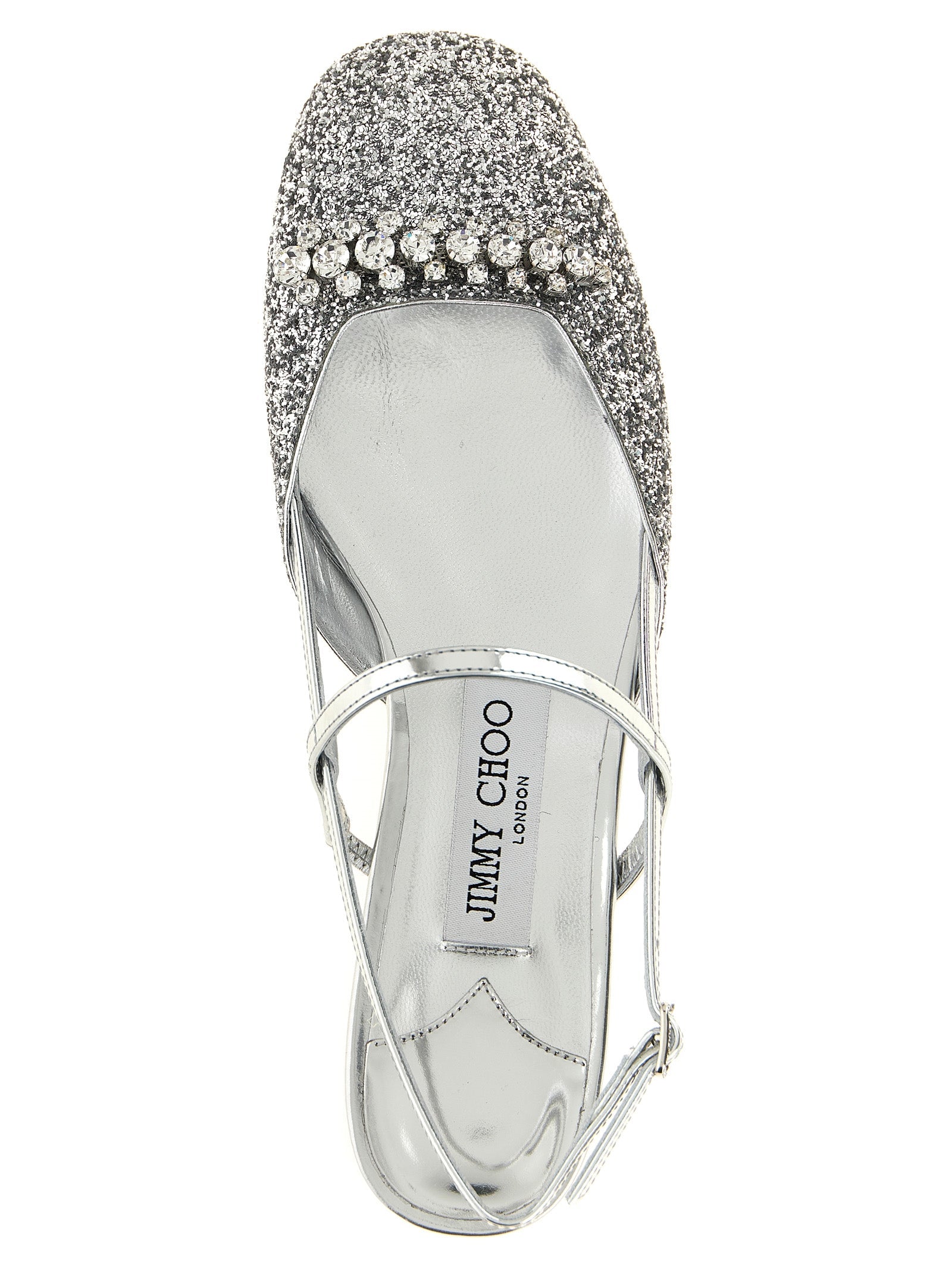 Jimmy Choo Silver Tencel Ballet Flats