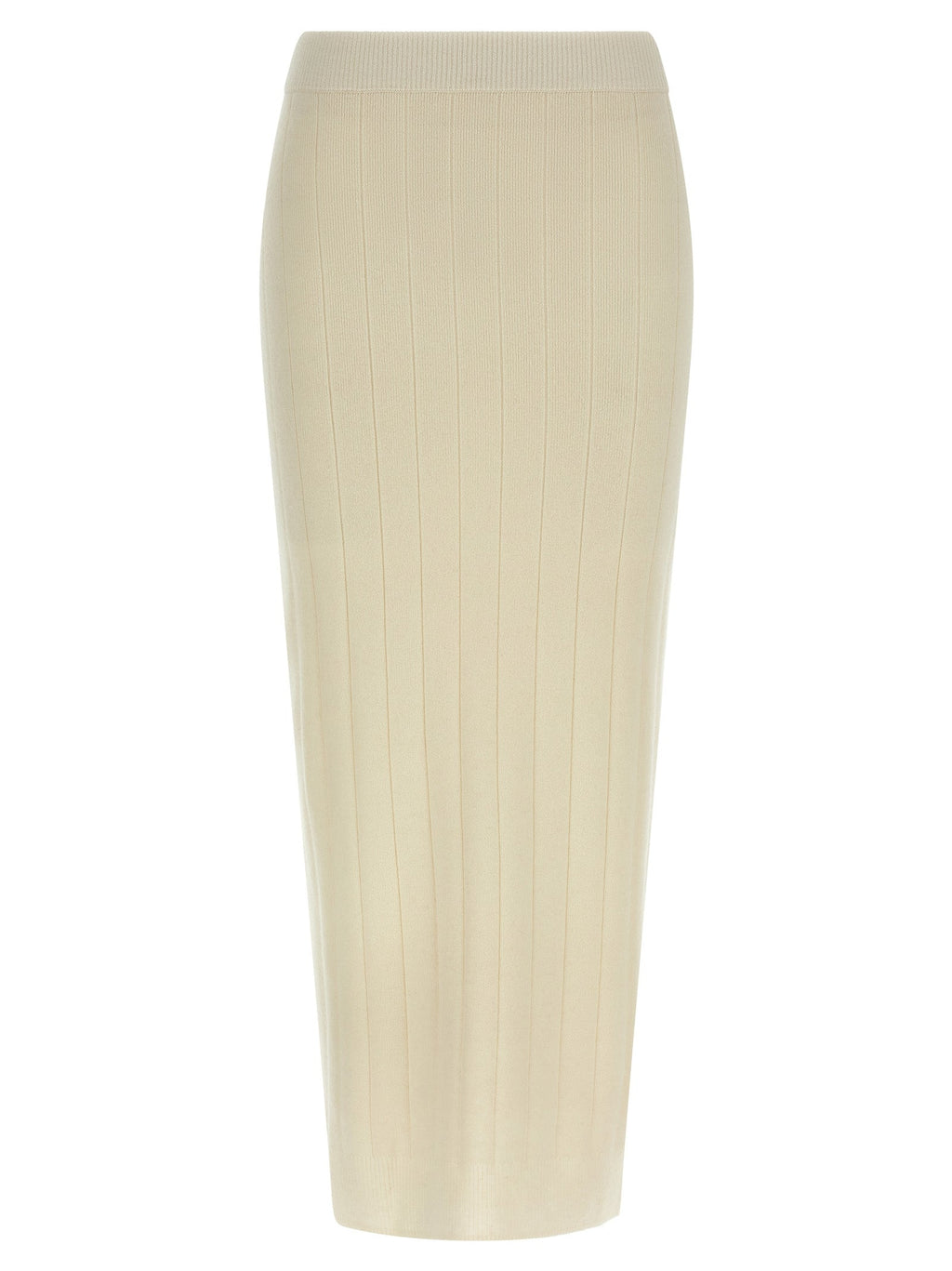 Max Mara White Cashmere Midi Skirt