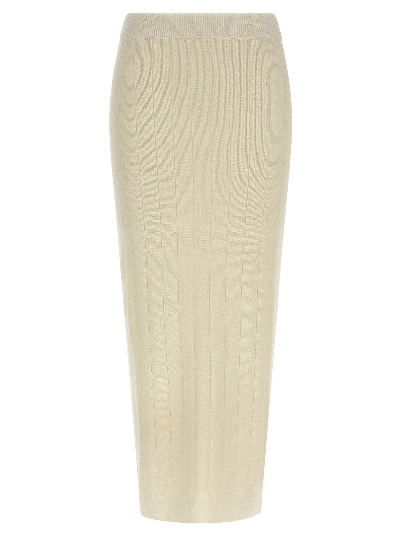 Max Mara White Cashmere Midi Skirt