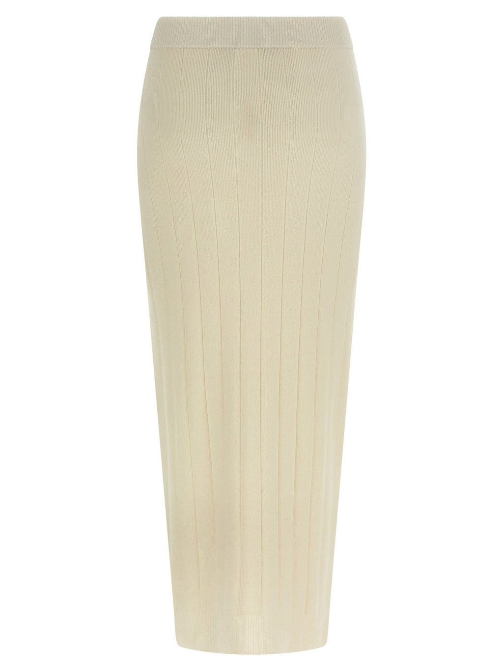 Max Mara White Cashmere Midi Skirt