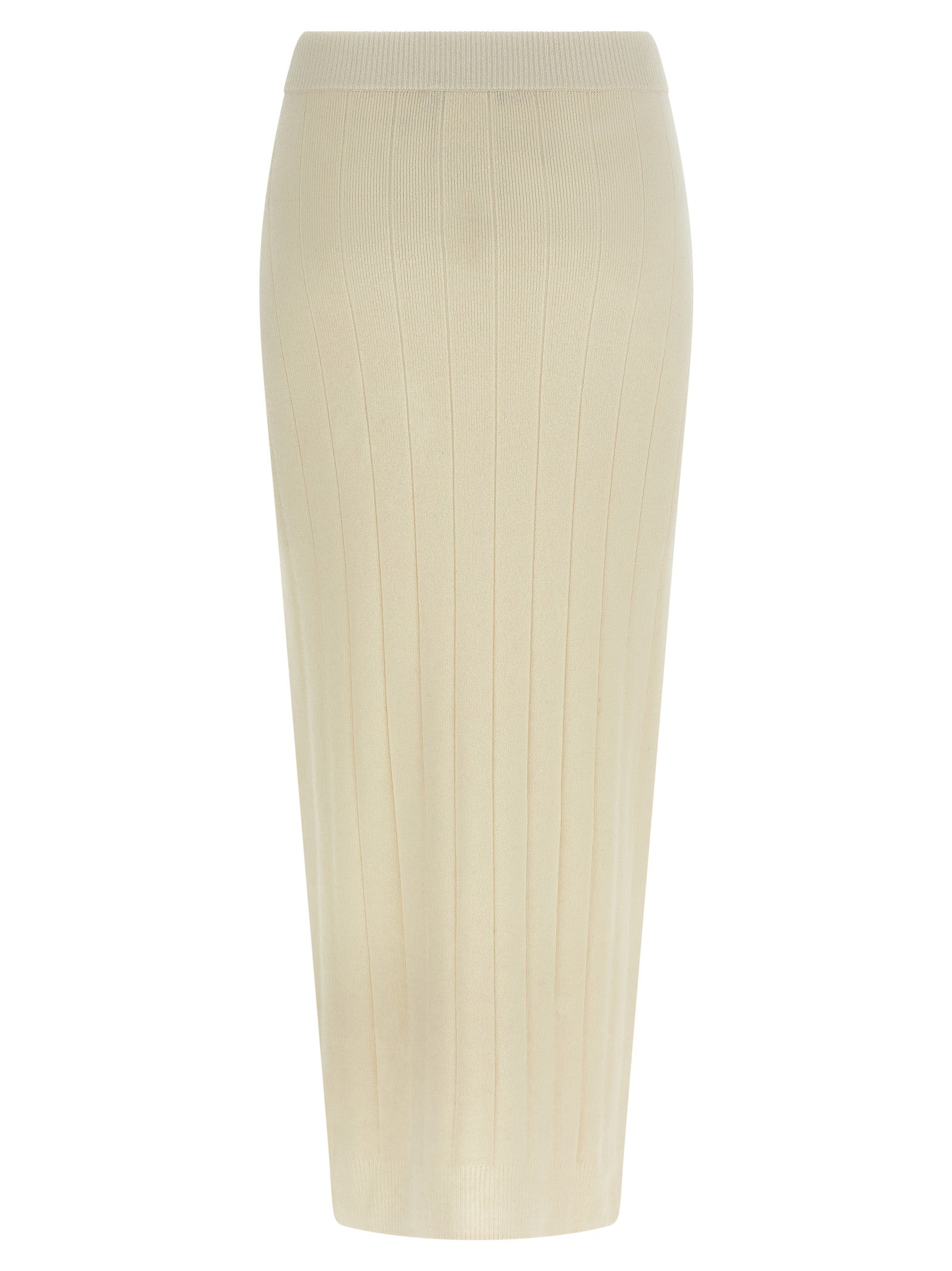 Max Mara White Cashmere Midi Skirt