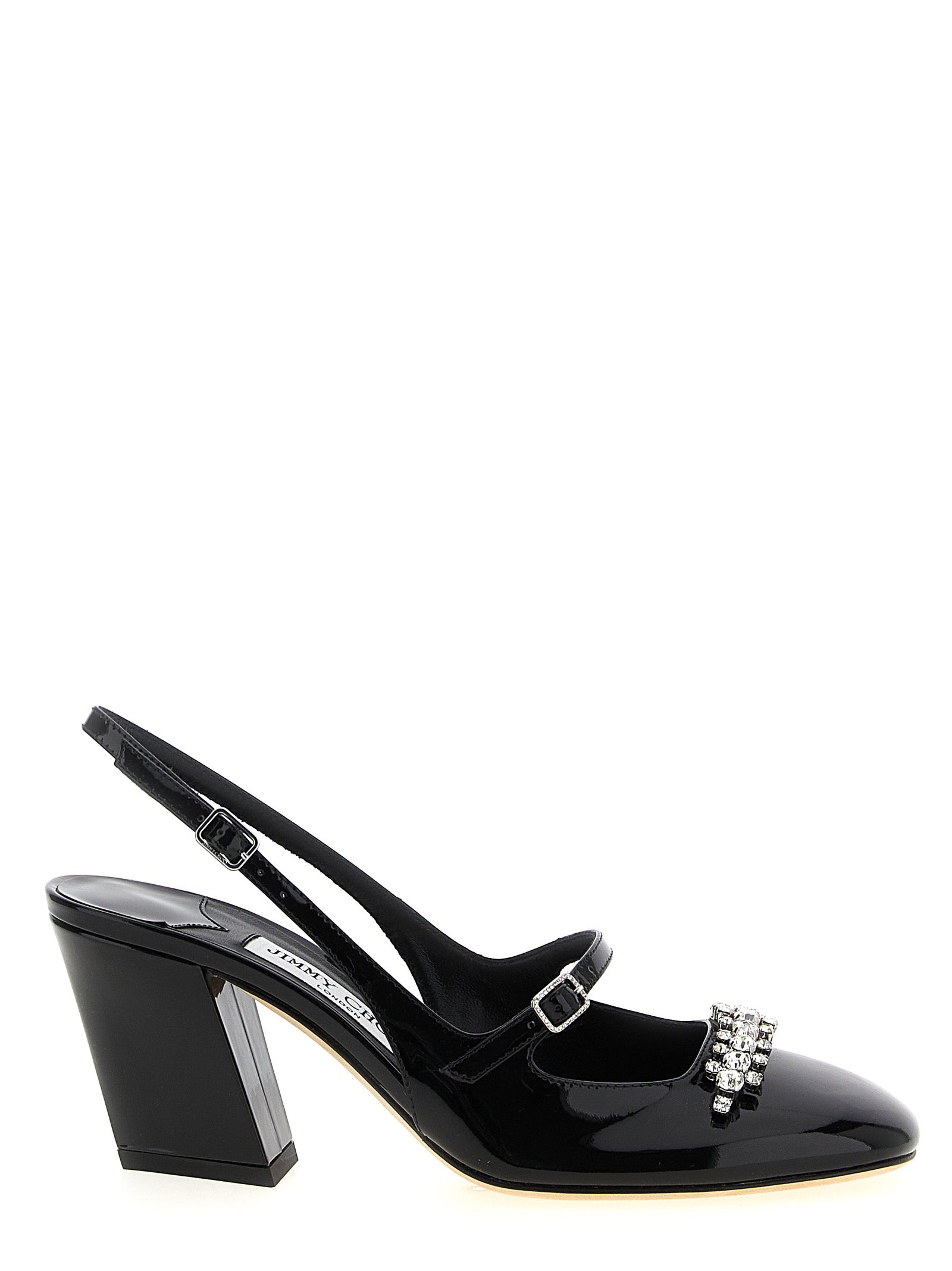 Jimmy Choo Black Leather Mid Heel Pumps