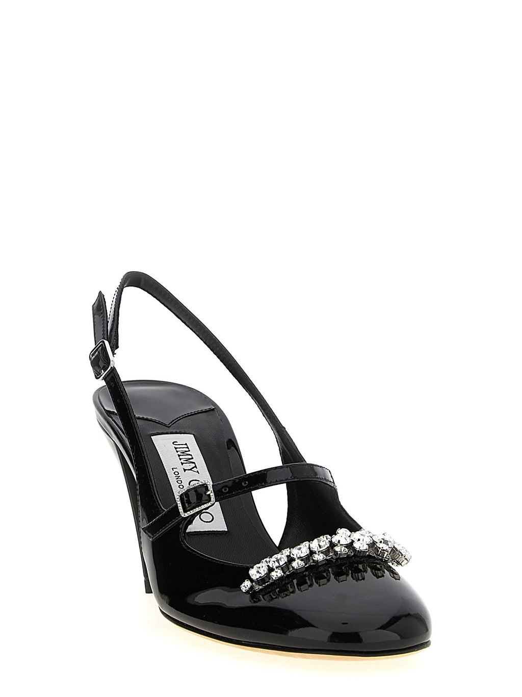 Jimmy Choo Black Leather Mid Heel Pumps
