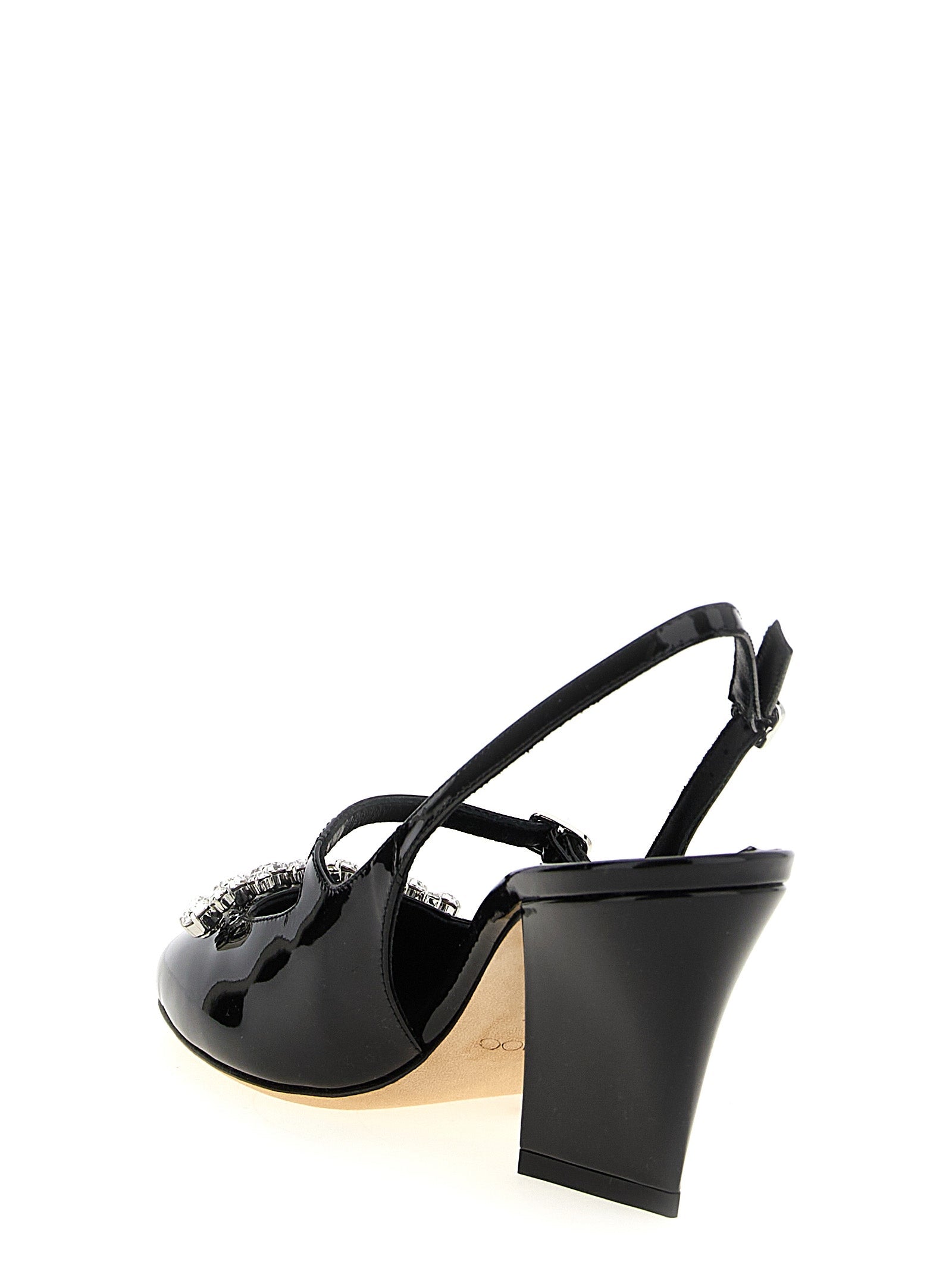 Jimmy Choo Black Leather Mid Heel Pumps