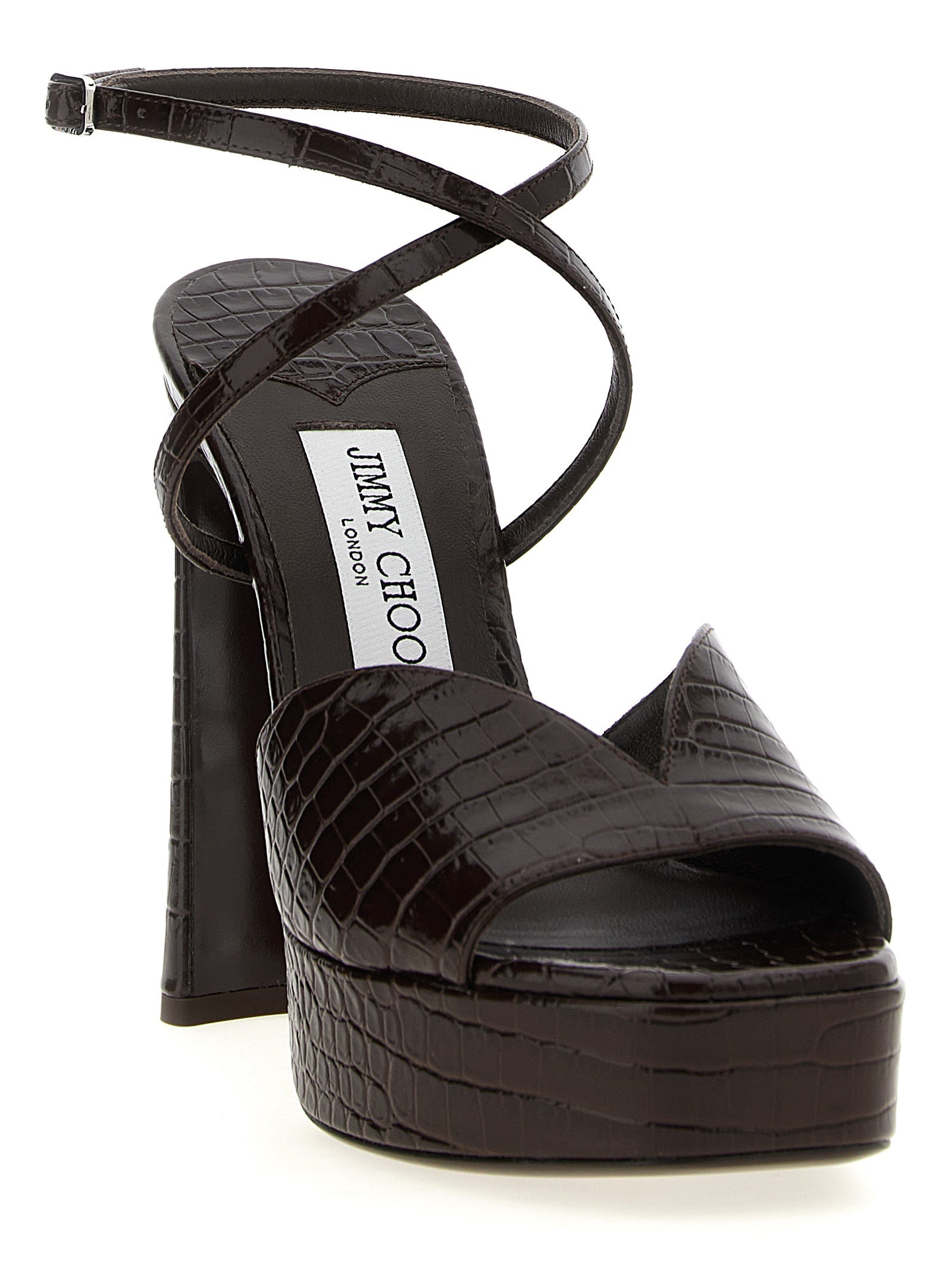 Jimmy Choo Brown Leather Stiletto Heel Sandals