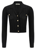 Alessandra Rich Black Cotton Cardigan