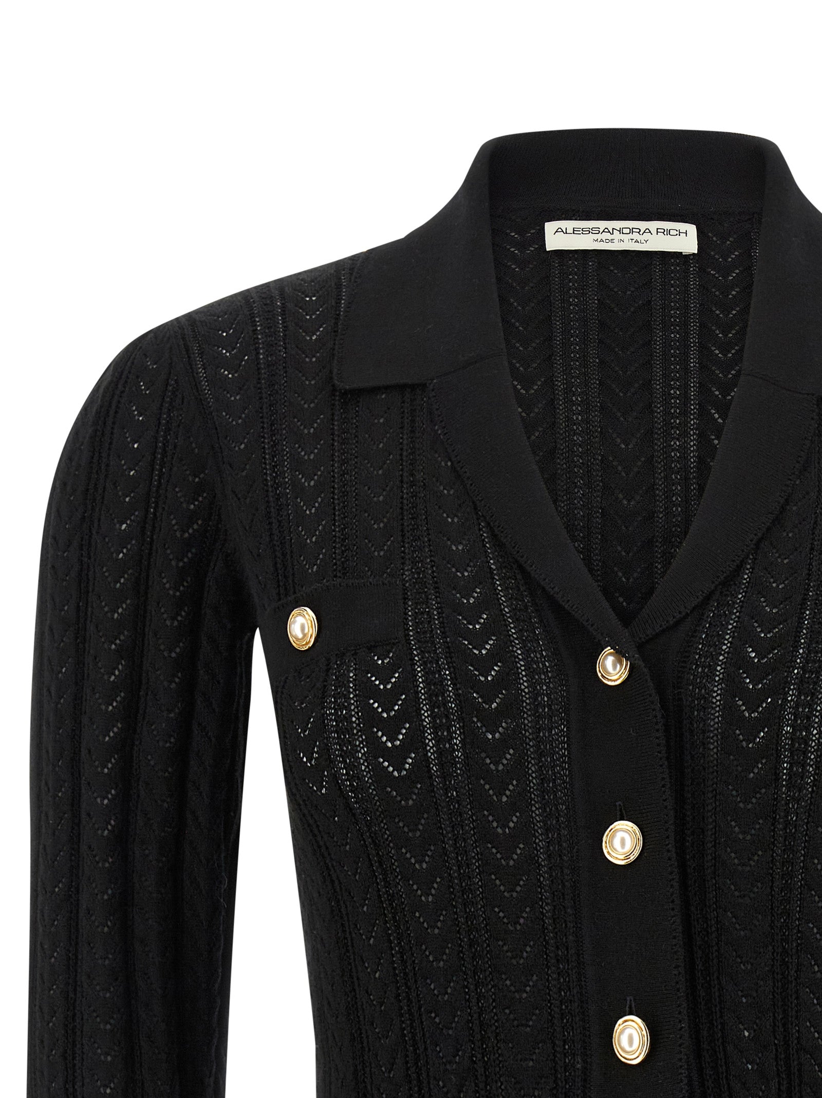 Alessandra Rich Black Cotton Cardigan