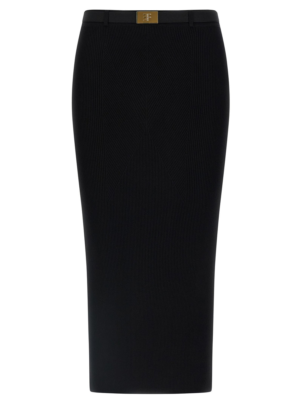 Elisabetta Franchi Black Viscose Midi Skirt