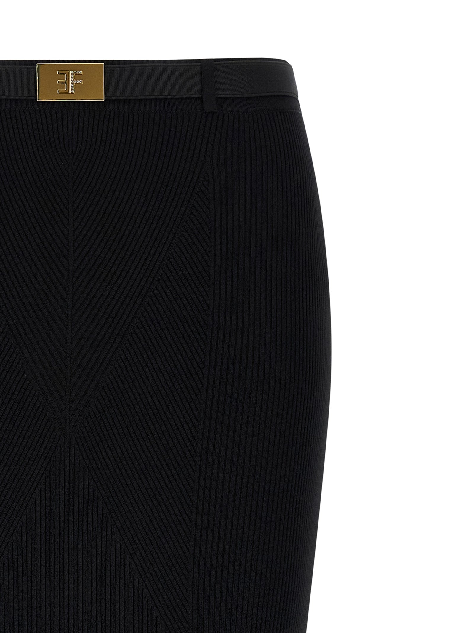 Elisabetta Franchi Black Viscose Midi Skirt