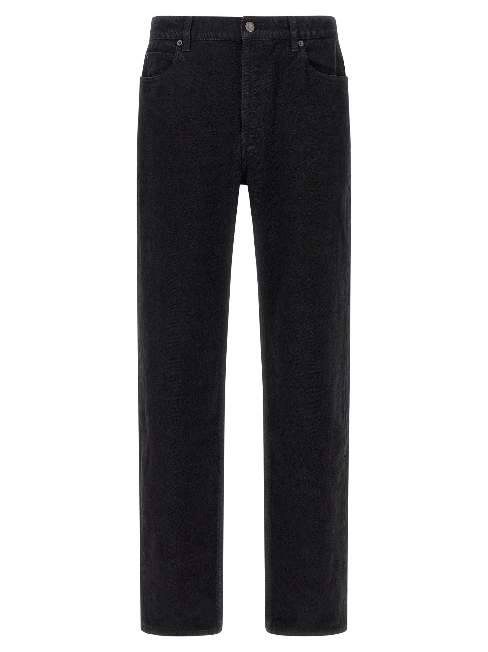 Saint Laurent Black Cotton Straight-Leg Jeans