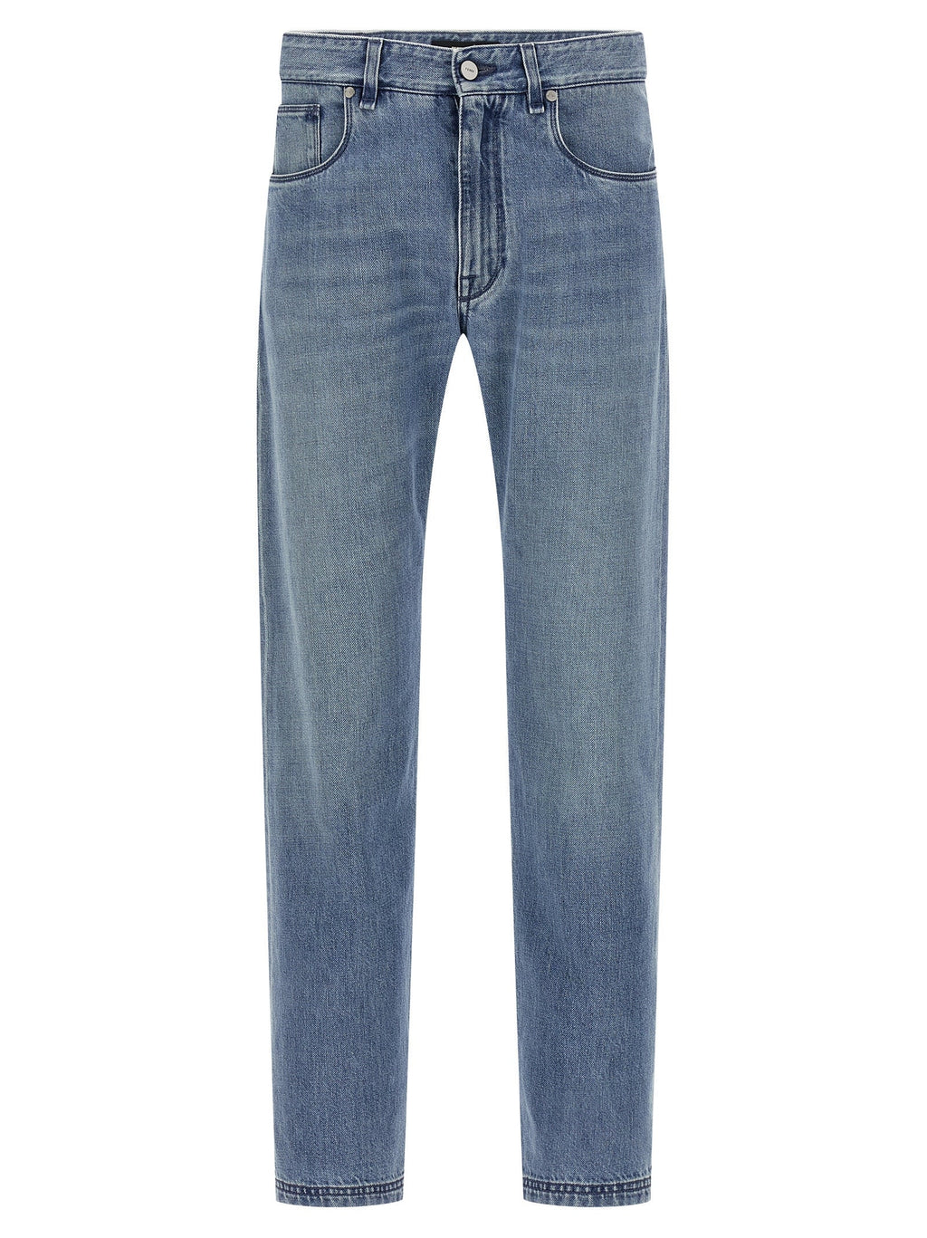 Fendi Blue Cotton Straight-Leg Jeans
