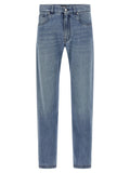 Fendi Blue Cotton Straight-Leg Jeans