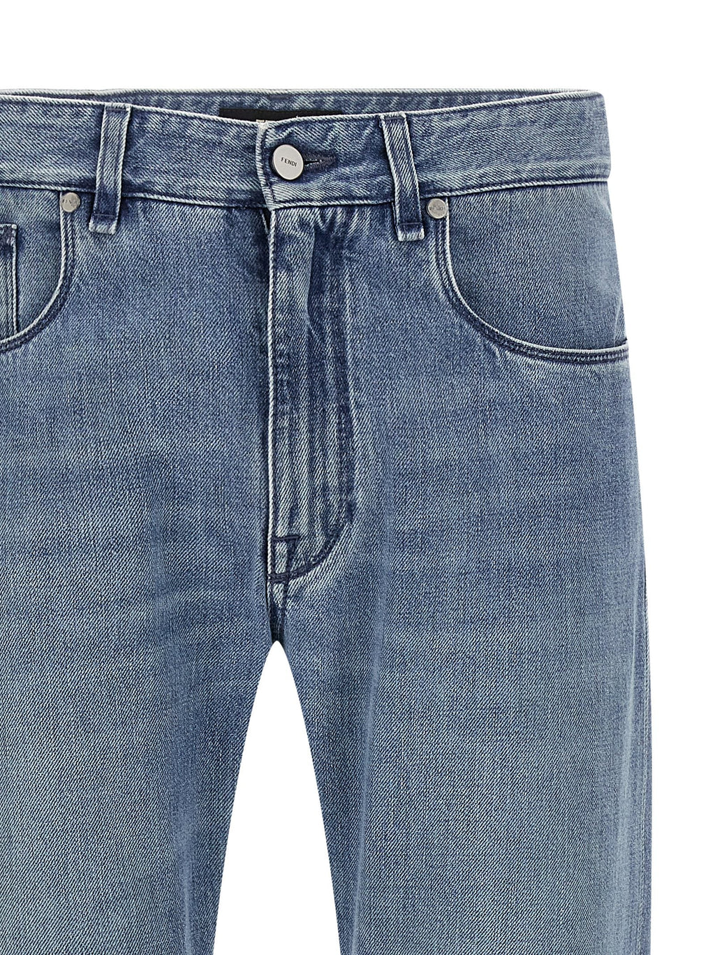Fendi Blue Cotton Straight-Leg Jeans