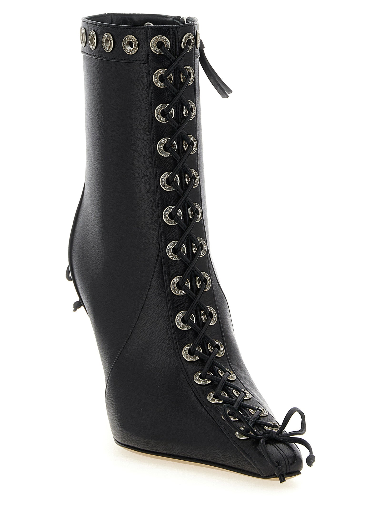 MACH & MACH Black Calfskin Ankle Boots