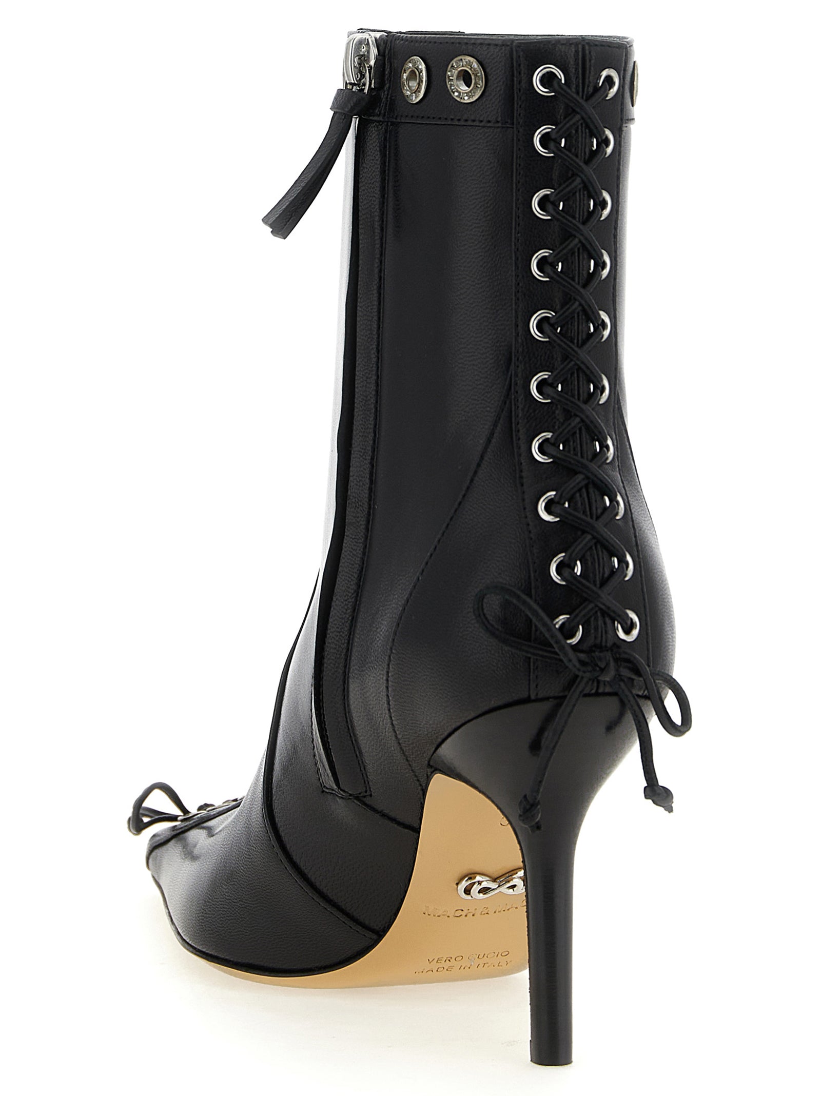MACH & MACH Black Calfskin Ankle Boots