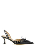 MACH & MACH Black Calfskin Mid Heel Pumps