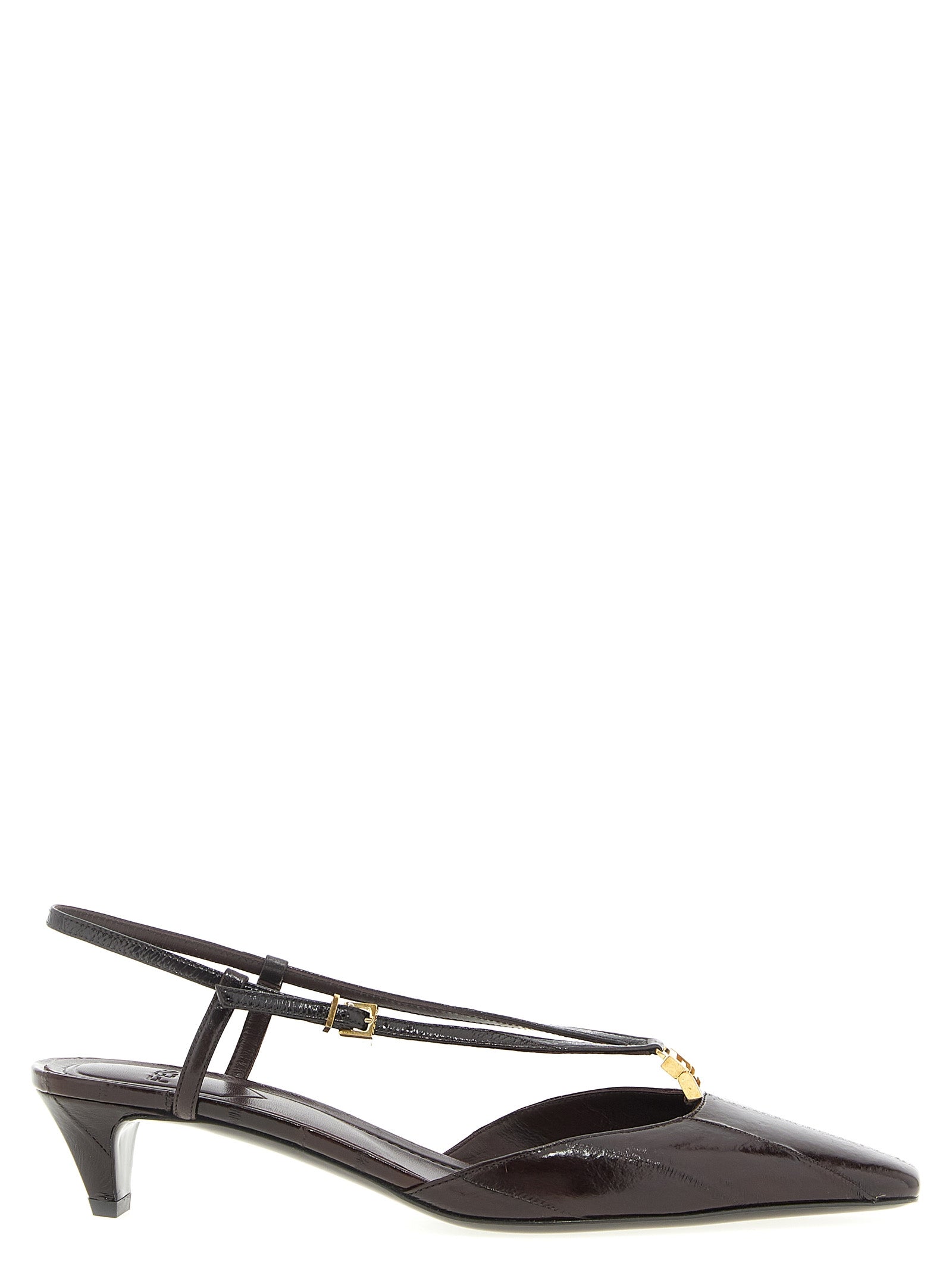 Fendi Brown Lamb Leather Mid Heel Pumps