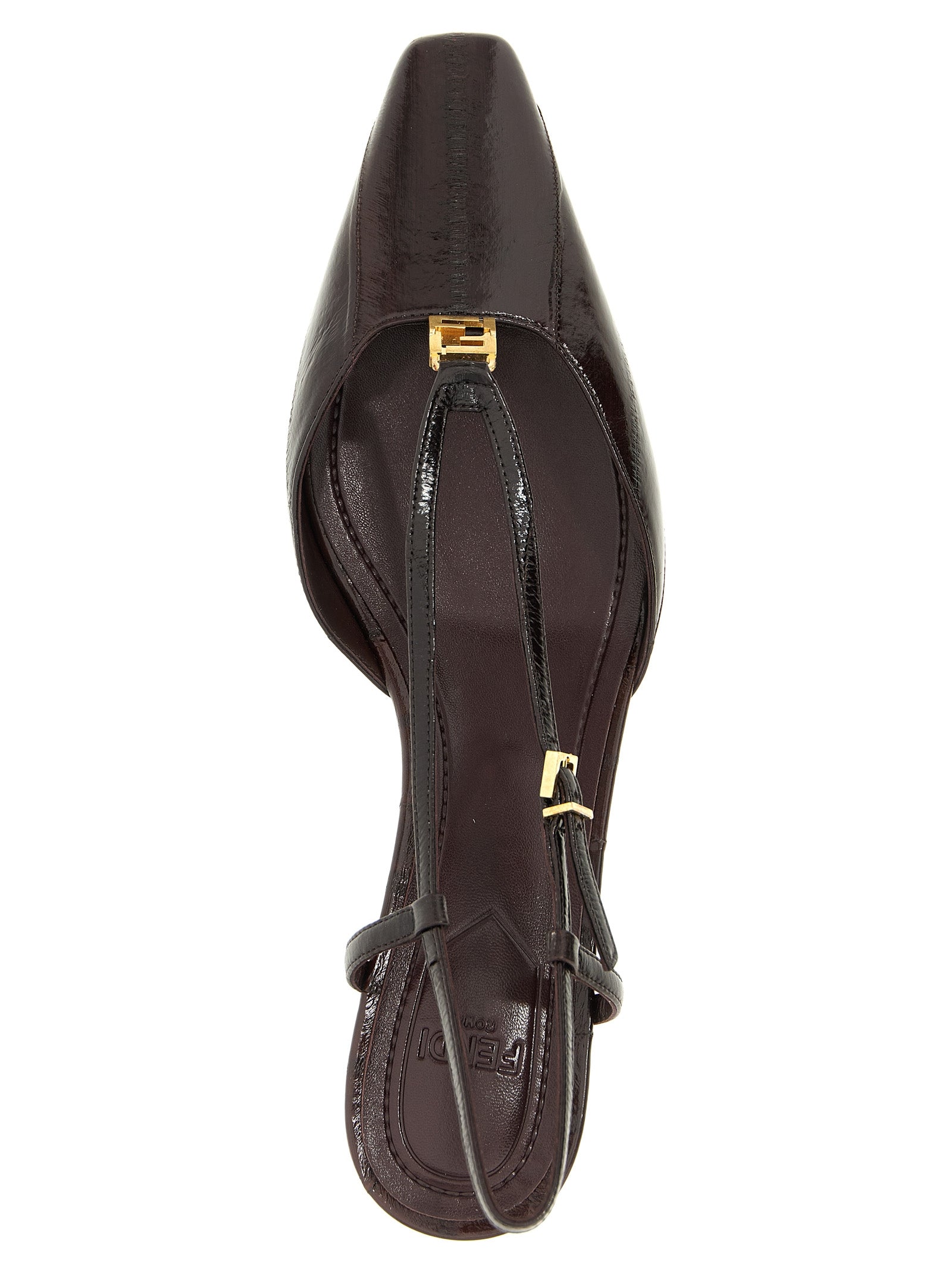 Fendi Brown Lamb Leather Mid Heel Pumps