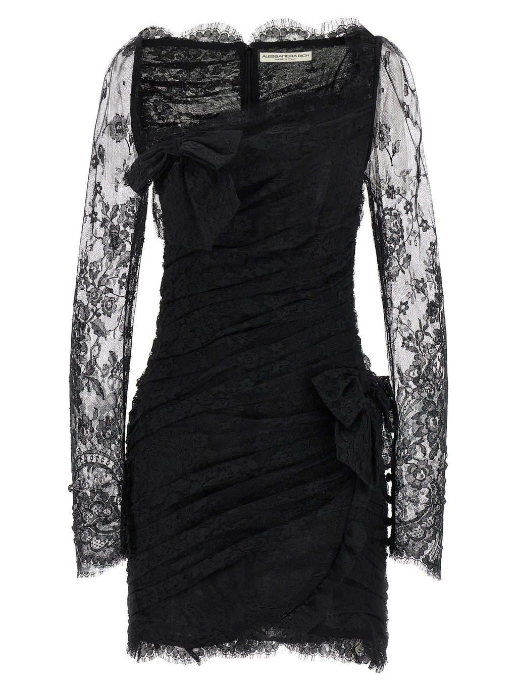 Alessandra Rich Black Organic Cotton Short Dress
