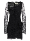 Alessandra Rich Black Organic Cotton Short Dress
