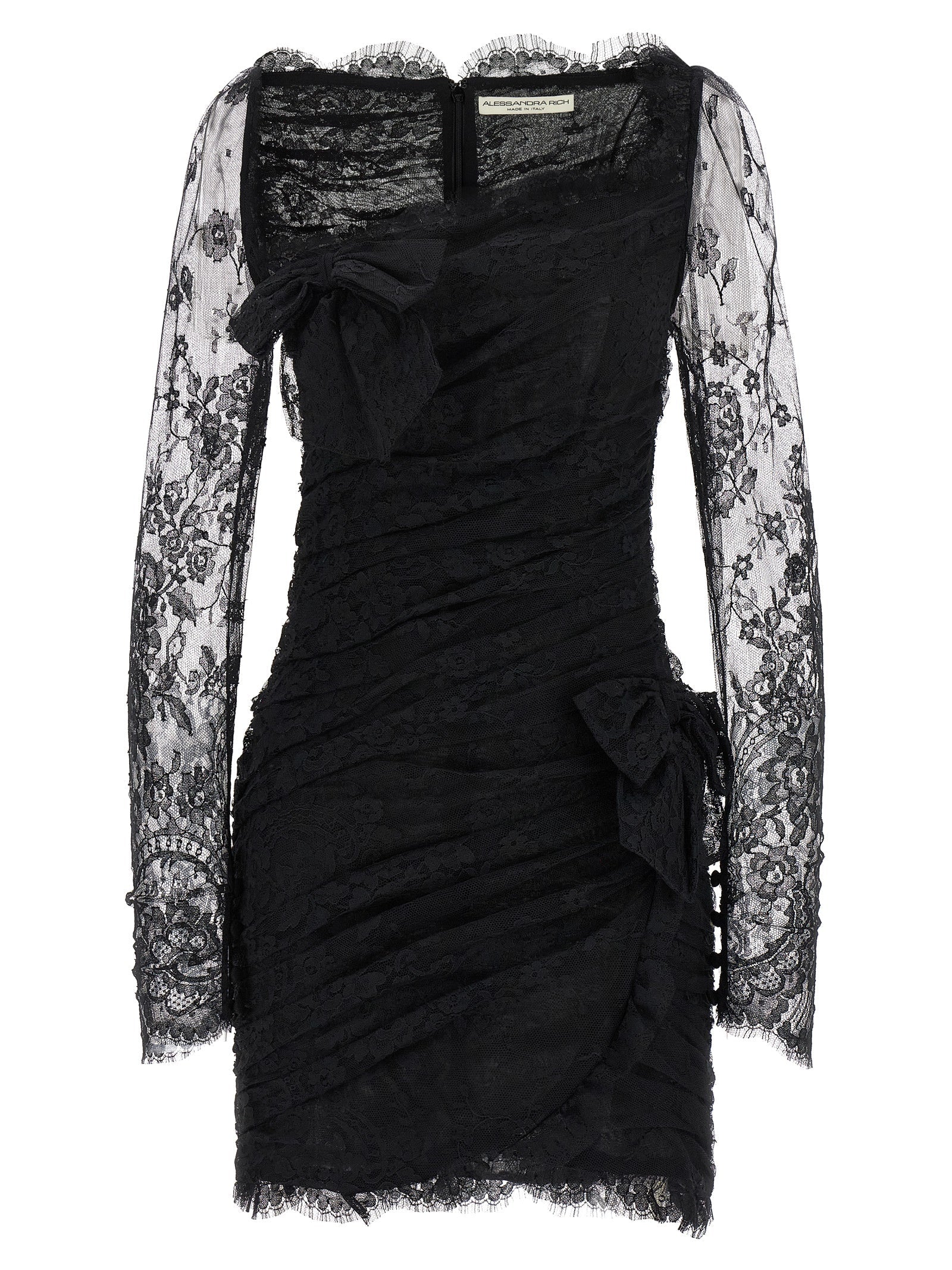 Alessandra Rich Black Organic Cotton Short Dress