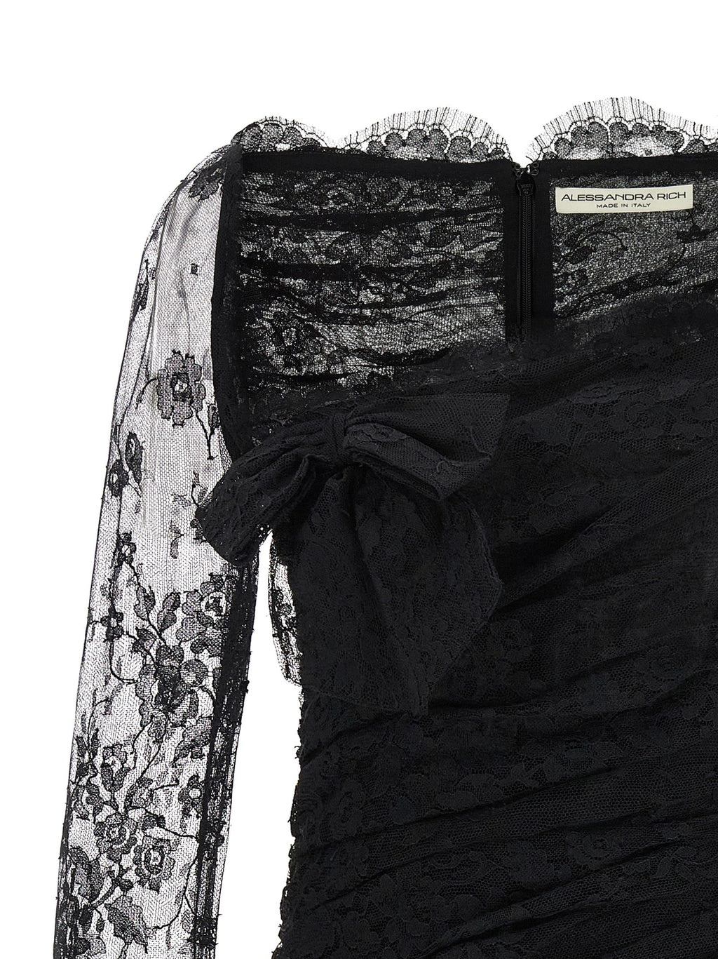 Alessandra Rich Black Organic Cotton Short Dress