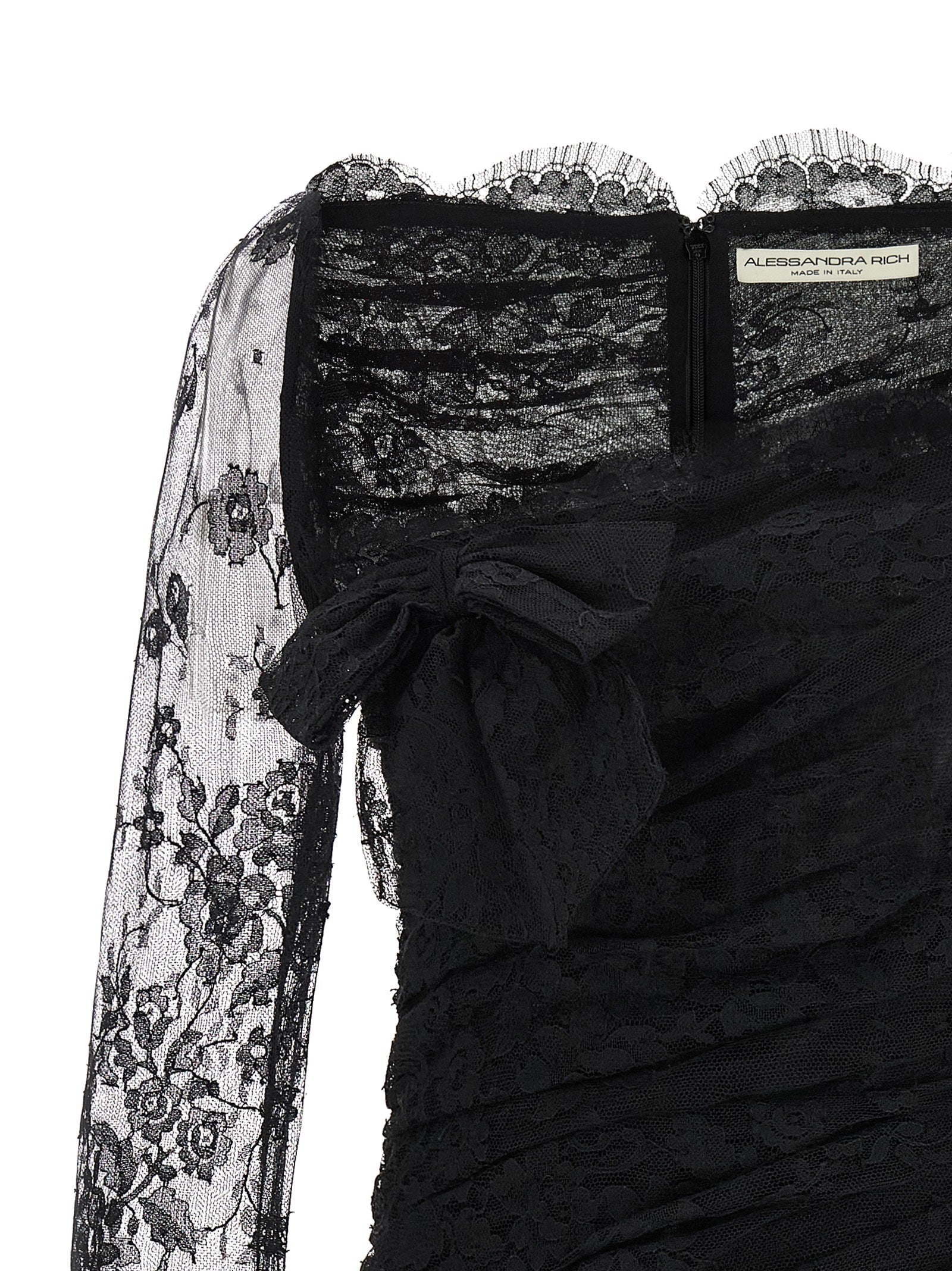 Alessandra Rich Black Organic Cotton Short Dress