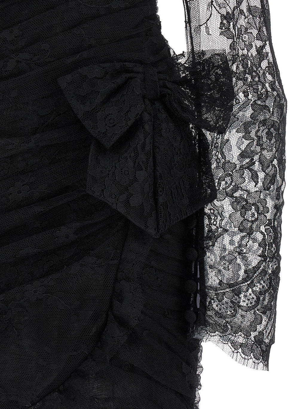 Alessandra Rich Black Organic Cotton Short Dress