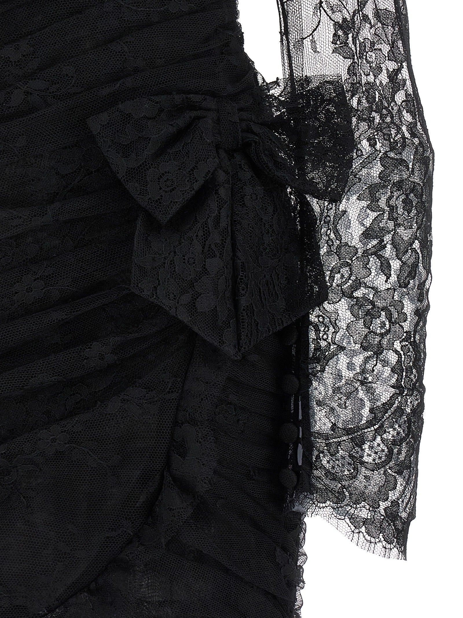 Alessandra Rich Black Organic Cotton Short Dress