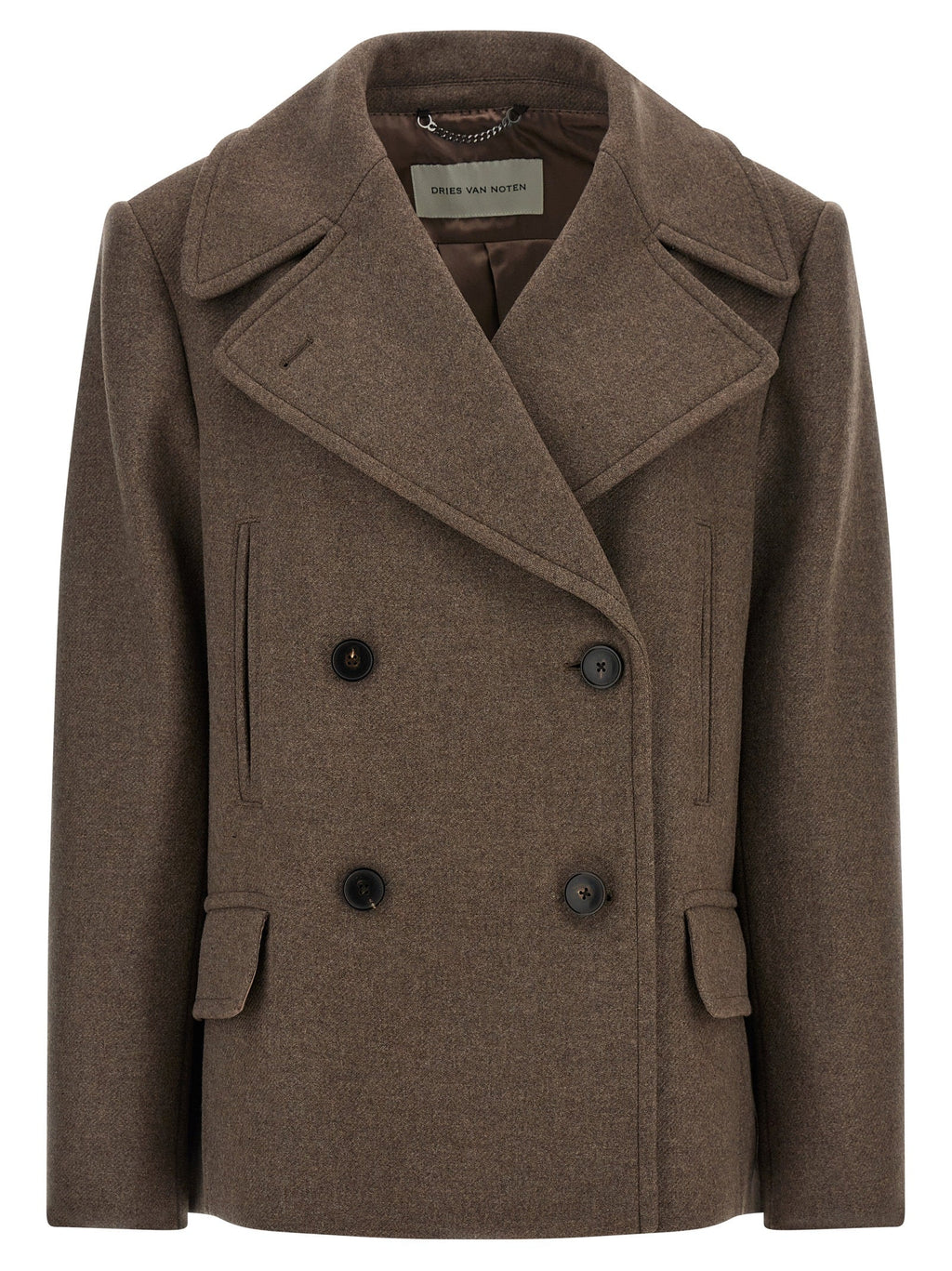 Dries Van Noten Brown Wool Coat