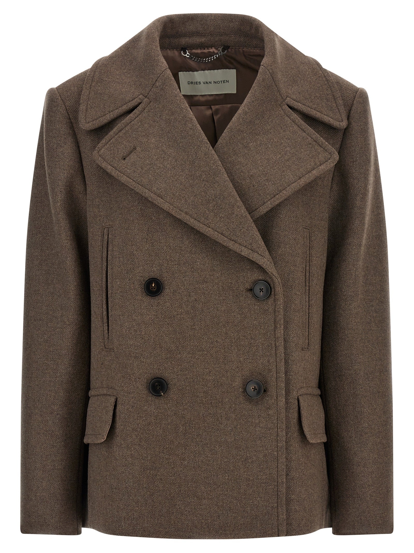 Dries Van Noten Brown Wool Coat