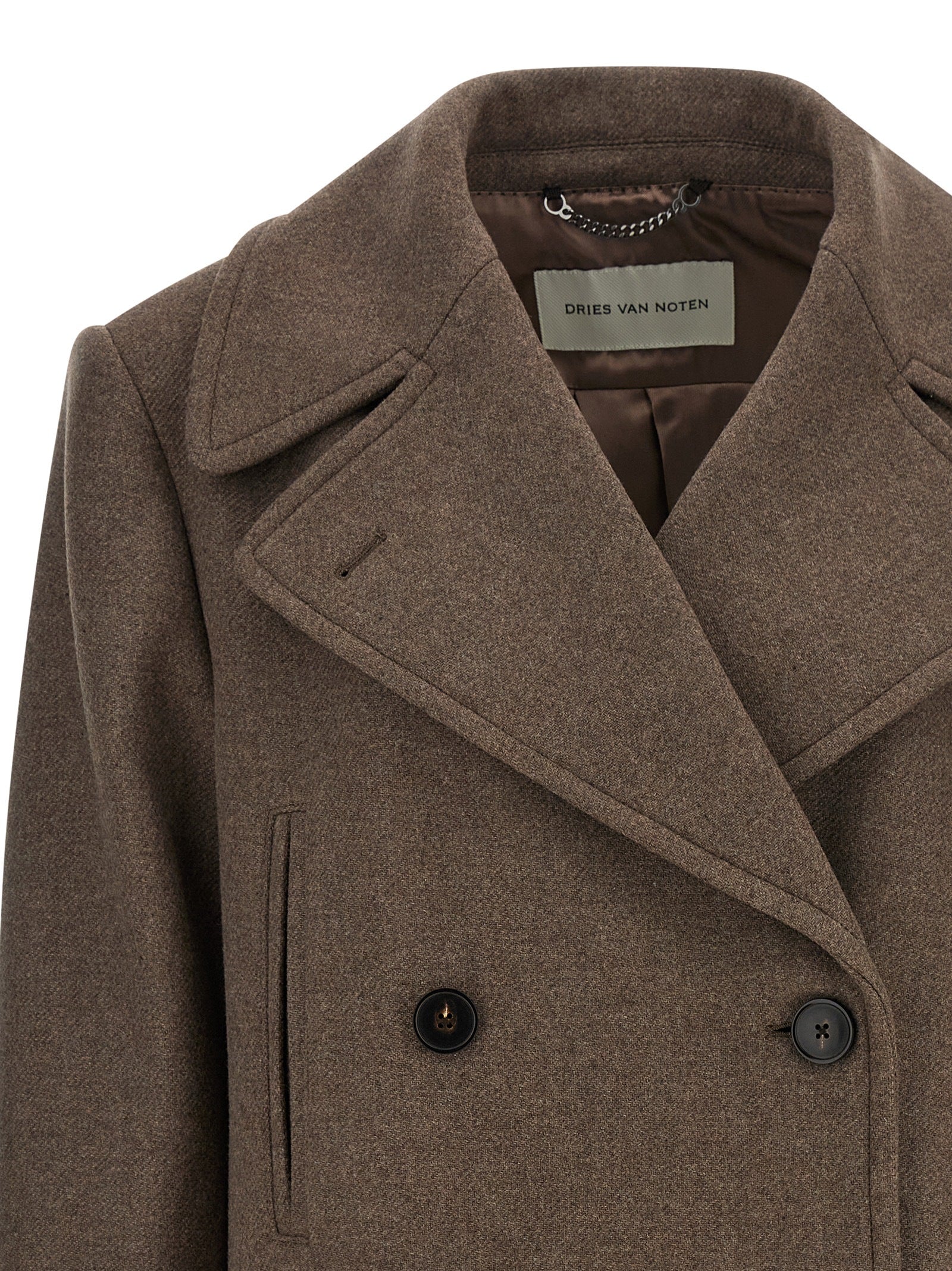 Dries Van Noten Brown Wool Coat