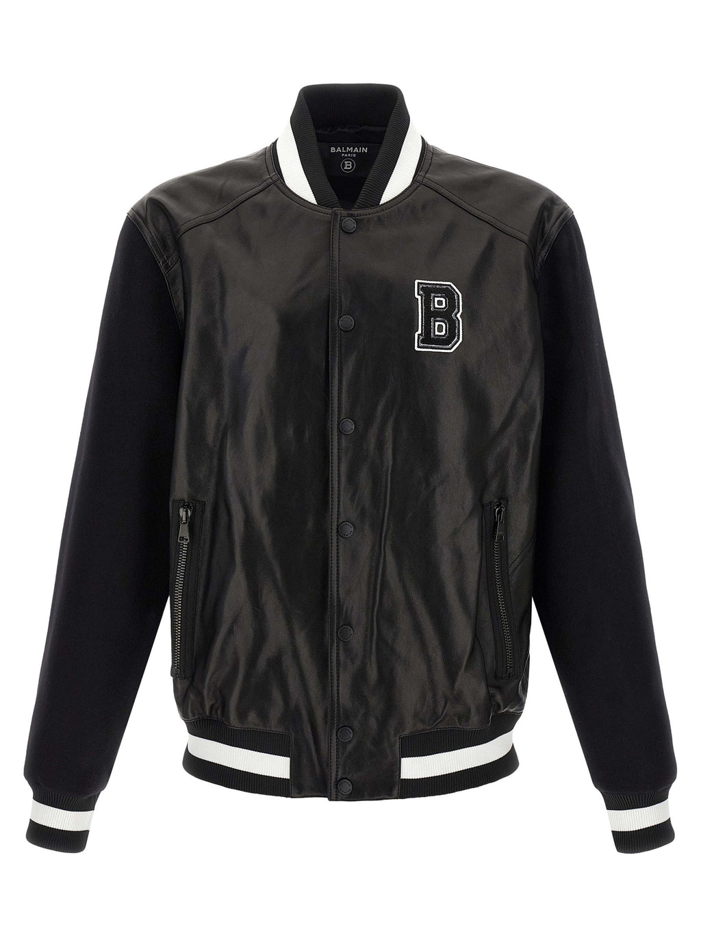 Balmain Bicolor Lamb Leather Leather Jacket