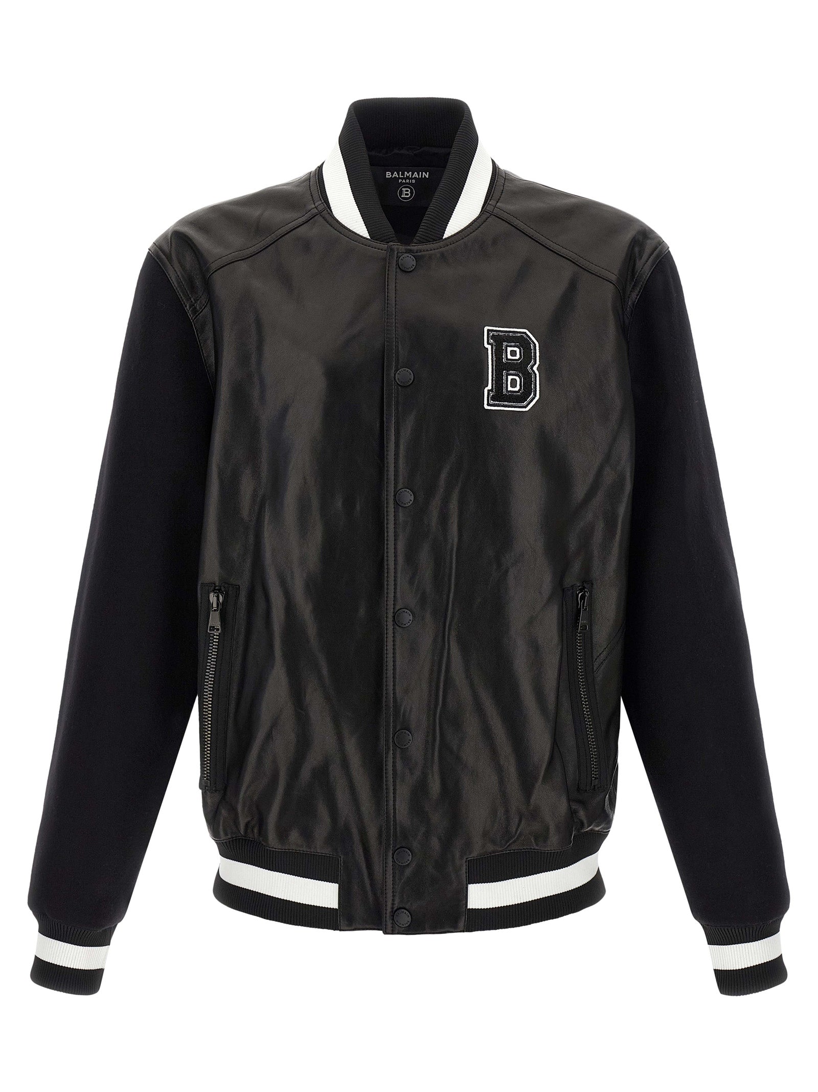 Balmain Bicolor Lamb Leather Leather Jacket