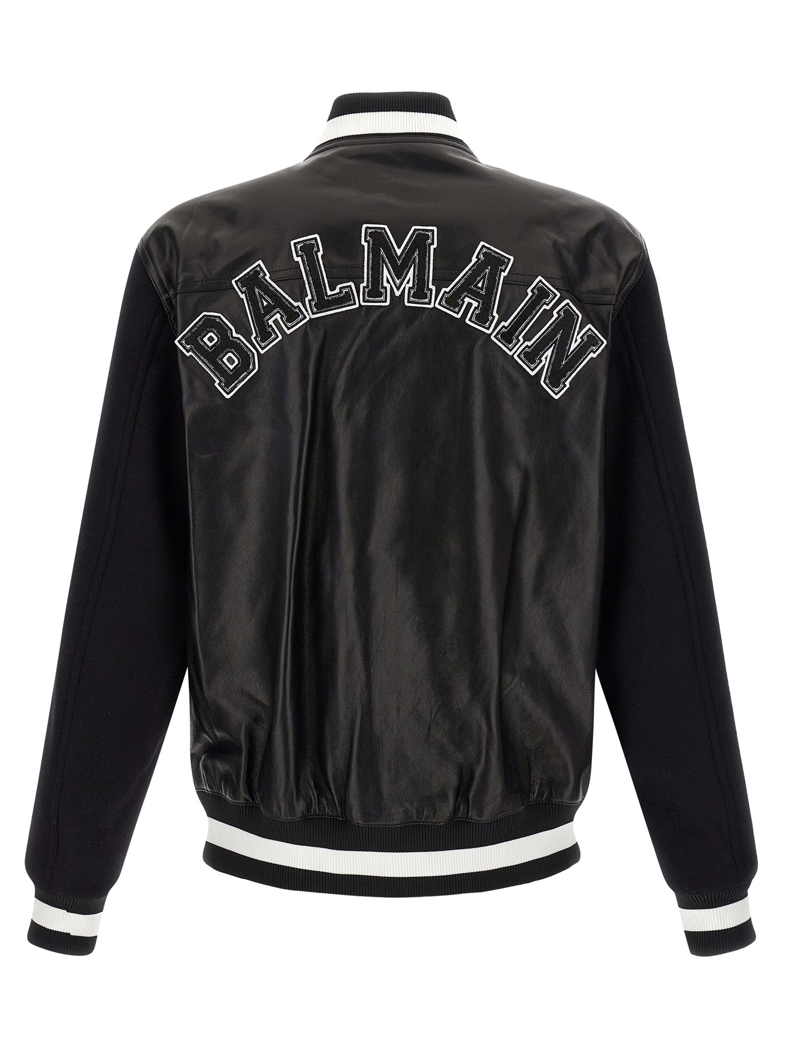 Balmain Bicolor Lamb Leather Leather Jacket